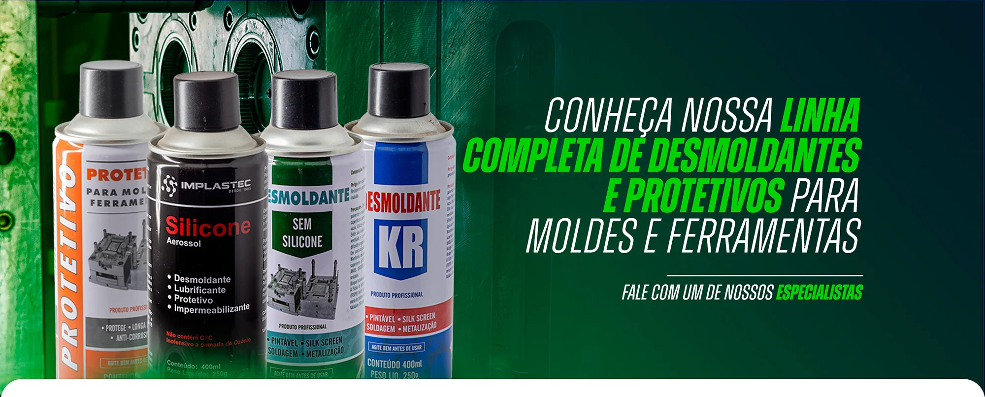 Linha completa de desmoldantes e protetivos para moldes